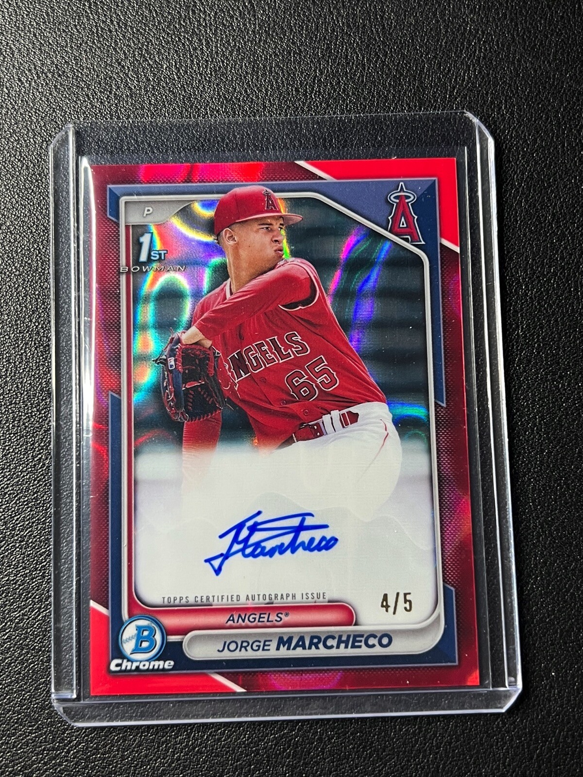 JORGE MARCHECO 2024 BOWMAN CHROME PROSPECT RED LAVA REFRACTOR 1ST AUTO ANGELS /5