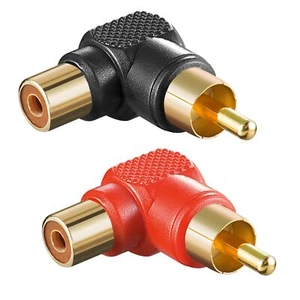 Cinch Winkel Adapter Kunstoff - Vergoldete Kontakte 2 Stück Rot-Schwarz - Bild 1 von 3