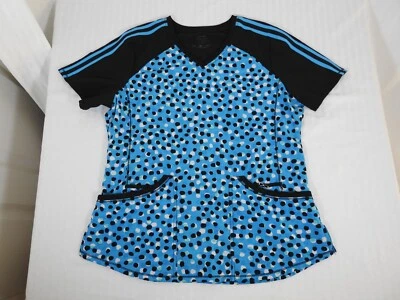 Women's Cherokee Infinity Blue & Black Polka Dot Medical Scrub Top, Medium - Image 1 of 4