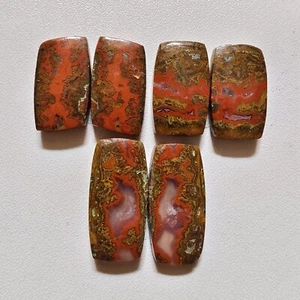 3 Pcs Lot 61.65 Cts Natural Moroccan Seam Agate Match Pair Cabochon Gemstone - Picture 1 of 3