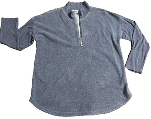 Soft Surrounds Quarter Zip Cotton Blended Fleece Quiet Minimalist Sweater Large - Picture 1 of 11