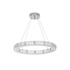 24 in. Chrome Integrated LED Pendant with Clear Crystals