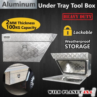 Pair of Aluminium Under Tray Ute Tool Boxes Heavy Duty Vehicle Chest Storage w L - image 1 of 4