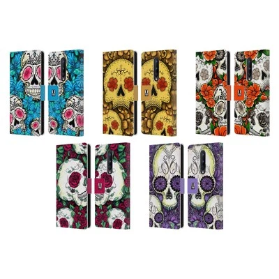 HEAD CASE DESIGNS FLORID OF SKULLS LEATHER BOOK WALLET CASE FOR ONEPLUS PHONES - Image 1 of 4