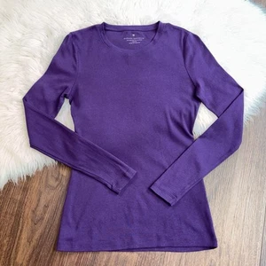 Banana Republic Damen T-Shirt XS dunkellila Langarm tailliert Rundhalsausschnitt  - Bild 1 von 11
