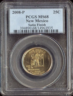 2008 New Mexico Quarter PCGS MS68 Satin Holiday Sale 🎁 - Image 1 of 2
