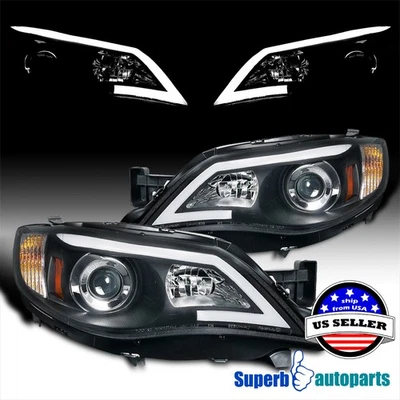 Fit 2008-2014 Subaru WRX Outback 08-11 Impreza Black Projector Headlight LED Bar Foto 1 de 4