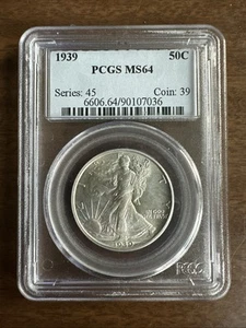 1939 Walking Liberty Half Dollar PCGS MS64 - Picture 1 of 2