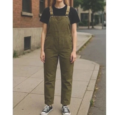 REI Co-op Trailsmith 围兜工作服女式 6 码双膝帆布绿色全新无标签 — 第 1/4 张图片