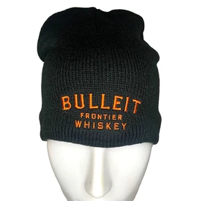 Bulleit Frontier Whiskey Beanie Hat Embroidered Black Acrylic - Picture 1 of 4