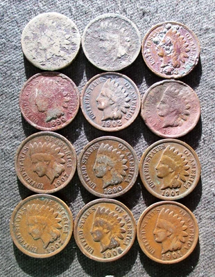 OLD COINS UNITED STATES OF AMERICA 1 CENT INDIAN HEAD PENNY 1864-1907 - MIX 555 - Image 1 of 3