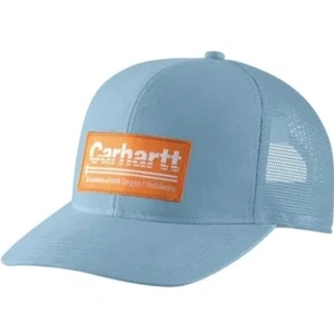 Carhartt Canvas Trucker Hat Mesh Back Rugged Outdoors Patch Cap Blue - Picture 1 of 5