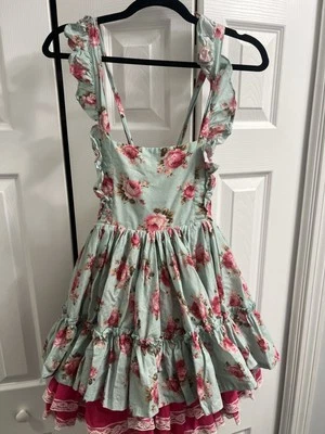 Vestido floral Dollcake para niñas talla 10 (verde azulado/rosa) Foto 1 de 4