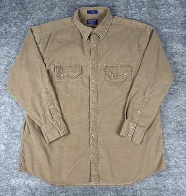 Pendleton Western Shirt Mens XL Light Brown Corduroy Pearl Snap Long Sleeve - Image 1 of 4