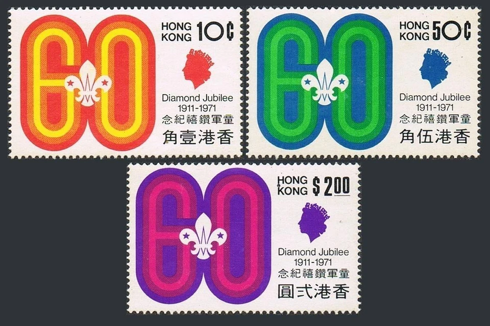 Hong Kong 262-264,MNH.Michel 255-257. Hong Kong Boy Scouts,60th Ann.1971. - Image 1 of 1