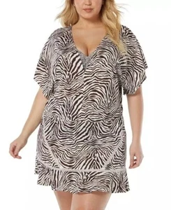 Coco Reef Adorn Animal-Print Swim Cover-Up Dress Brown White Size XL - Picture 1 of 6