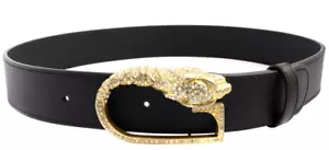 $ 800 GUCCI DAMEN SCHWARZ KRISTALL TIGERKOPF LEDERGÜRTEL 90 36 AUTHENTISCH! - Bild 1 von 11