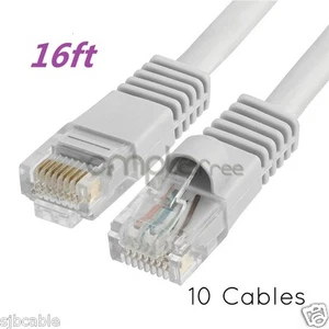 10x 16FT 16feet CAT5e Cable Ethernet Lan Network CAT5 RJ45 Patch Cord Gray NEW - Picture 1 of 3