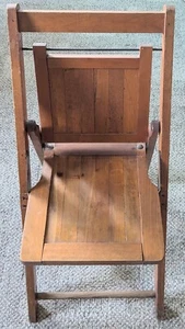 1950 Vintage Antique Child's Wood Slat Wooden Folding Sunday School Chair #2 - Picture 1 of 4