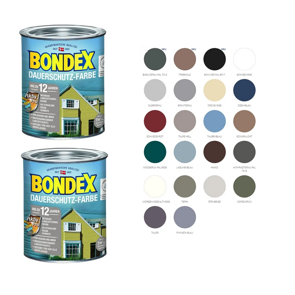 Bondex Dauerschutzfarbe Wetterschutzfarbe BEULE 1,5L Farbwahl Holzfarbe - Bild 1 von 4