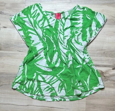 Girls Lilly Pulitzer Target Boom Boom Top Size Large 10/12 Green White Boho - Image 1 of 4