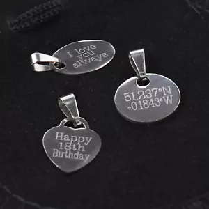 Etiqueta ovalada de corazón grabable personalizada acero inoxidable grabada joyería regalo - Imagen 1 de 10