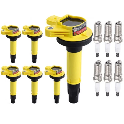 Pacote com 6 bobinas de ignição e vela de ignição de platina compatível com Ford Lincoln Mazda 3.5L 3.7L UF55 - Imagem 1 de 4