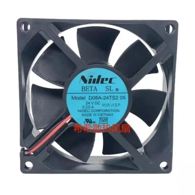 NIDEC D08A-24TS2 05 DC24V 0.23A 80*80*25MM 2-Wire Inverter Cooling Fan - Image 1 of 2