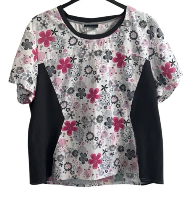 Scrub Top Cherokee 2XL Floral Pattern Medical Dental Nurse Hospital Uniform - Image 1 of 3