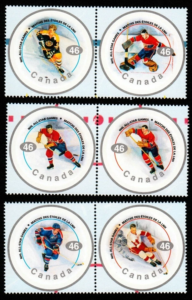 NHL ALL-STARS-1 = HOCKEY = set of 3 Pairs fro Minisheet Canada 2000 #1838a-f MNH Foto 1 de 1