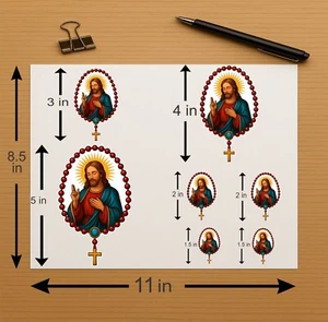 Jesus Blessing with Rosary Vinyl Sticker DecalSet – Full Color Weatherproof - Picture 1 of 5