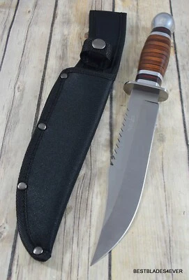 12" SURVIVOR BOWIE HUNTING KNIFE FIXED BLADE NYLON SHEATH RAZOR SHARP BLADE - Image 1 of 4