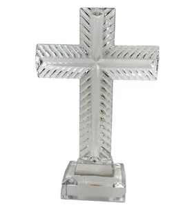 Kristall Kreuz stehende Figur Christentum Ostern religiös Glas 8 1/2" hoch - Bild 1 von 14