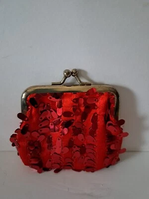 Винтажный монета сумочки красный блестками блестящий милый - Изображение 1 из 4