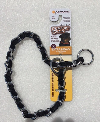 "Collar de cadena cómodo Petmate negro 22"" eslabón poderoso perros extra pesados 110-200 libras" Foto 1 de 4