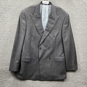 Peter Millar Jacket Mens 44 Tall Gray Plaid Wool Blazer Big NIte Sport Coat *