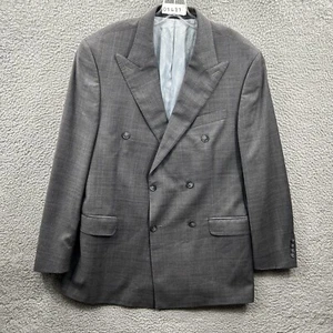 Peter Millar Jacket Mens 44 Tall Gray Plaid Wool Blazer Big NIte Sport Coat * - Picture 1 of 15