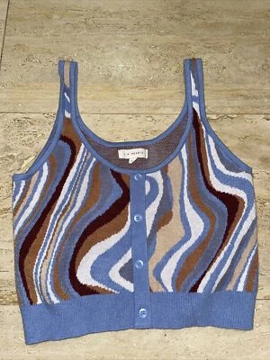 Винтажный LA сердца укороченный Майка Pacsun Sz L Y2K синий Swirl фестиваль гранж - Изображение 1 из 4