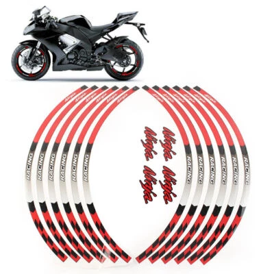 For KAWASAKI NINJA 1000/R/SX 250/R 300 17" Rim Wheel Stripes Sticker Decals Red - Image 1 of 4