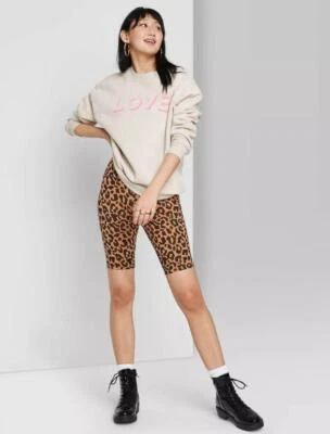 NUEVO NUEVO CON ETIQUETAS Bermudas de Motociclista Marrón Estampado Animal Talla XL Elásticas Ajustadas FÁBULA SALVAJE Foto 1 de 3