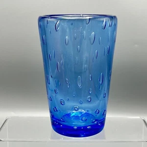 Whitefriars Controlled Bubbles Sapphire Blue 9390 William Wilson 6 Inches 1960s - Picture 1 of 9