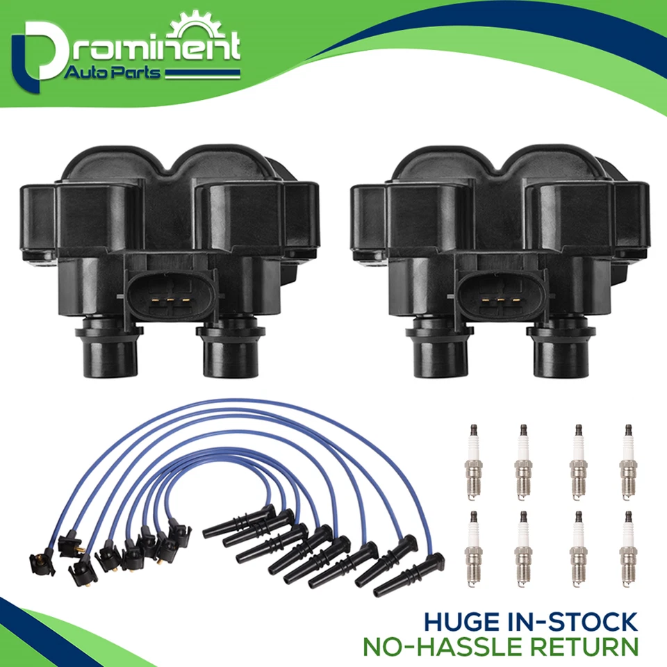 2 Ignition Coil & 8 Spark Plug & Wireset for 96-97 Ford Crown Victoria 4.6L V8 - Image 1 of 4