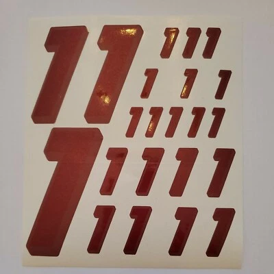 Metallic Burgandy w shadow #1's Racing Vinyl Decal Sheet 1/10-1/12DEFECTIVE BOXD - Image 1 of 4