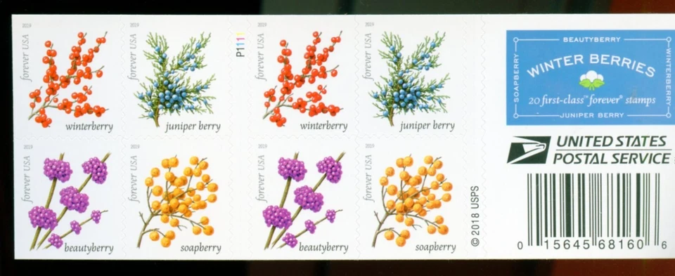 UNITED STATES 2018 WINTER BERRIES COMPLETE BOOKLET(20) FOREVER STAMPS MINT NH - Image 1 of 1