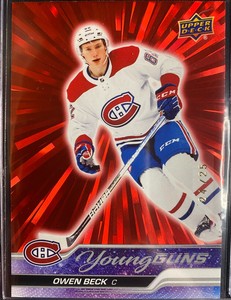 Owen Beck RC 2023-24 Upper Deck Series 1 Young Guns  Outburst Red /25 Canadians
