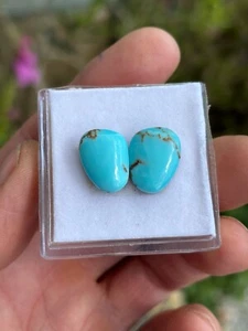 Sleeping Beauty Turquoise blue matching pair loose Cabochon Gemstone 16x12mm 505 - Picture 1 of 2