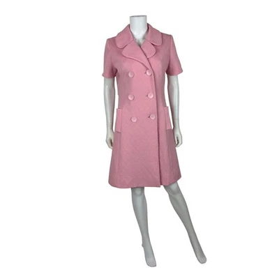 Vestido rosa vintage años 60 para mujer mediano diamante poliéster tejido funda mod Foto 1 de 4