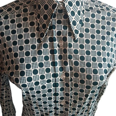 Blusa Mediana Vintage Años 70 Geo Estampado Abotonada Manga Larga Mujer Top True Mod Foto 1 de 4