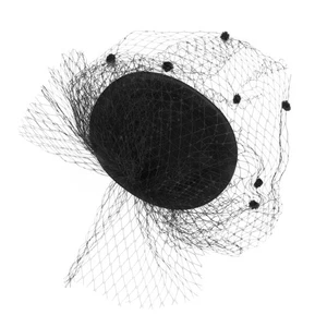 Sombrero de encaje con velo negro para mujer accesorio para el cabello funeral mujer cena fiesta - Imagen 1 de 12