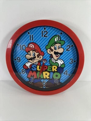 Nintendo Super Mario Bros Luigi 10" Wall Clock Red - Working Excellent Condition - Image 1 of 4